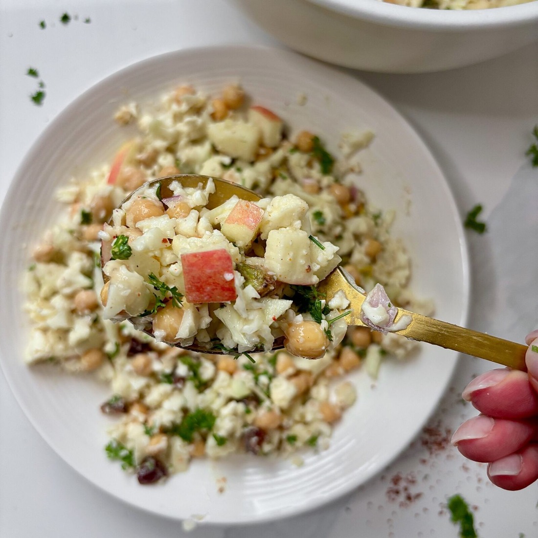 Super Chop Cauliflower Salad With Tahini Dressing